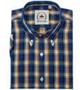 Relco Mens Blue Yellow Check Short Sleeve Button Down Shirt Spring '21 Range